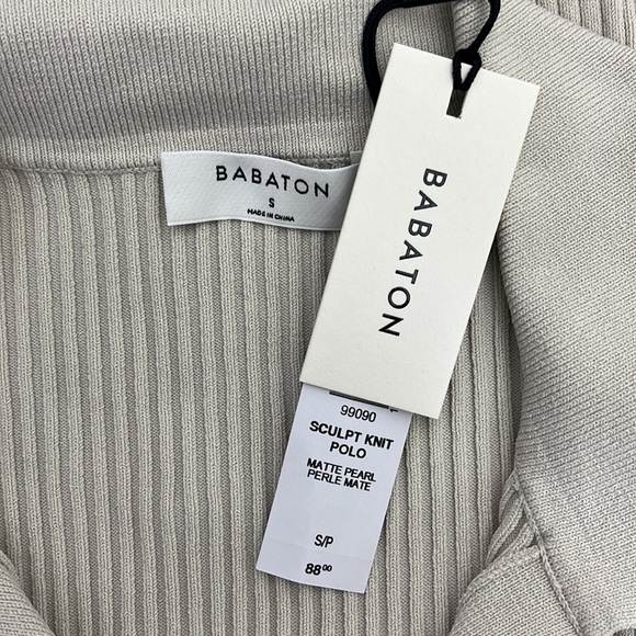 Aritzia color matte pearl Sculpt Knit Polo Longsleeve - Picture 3 of 7